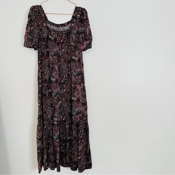 Maeve by Anthropologie Lisabetta Dark Floral Maxi Dress Oversized Boho - Picture 9 of 16